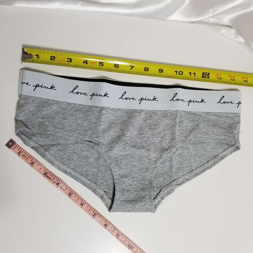 PINK Victoria's Secret Logo Grey Hipster Panty Large New - Picture 12 of 12